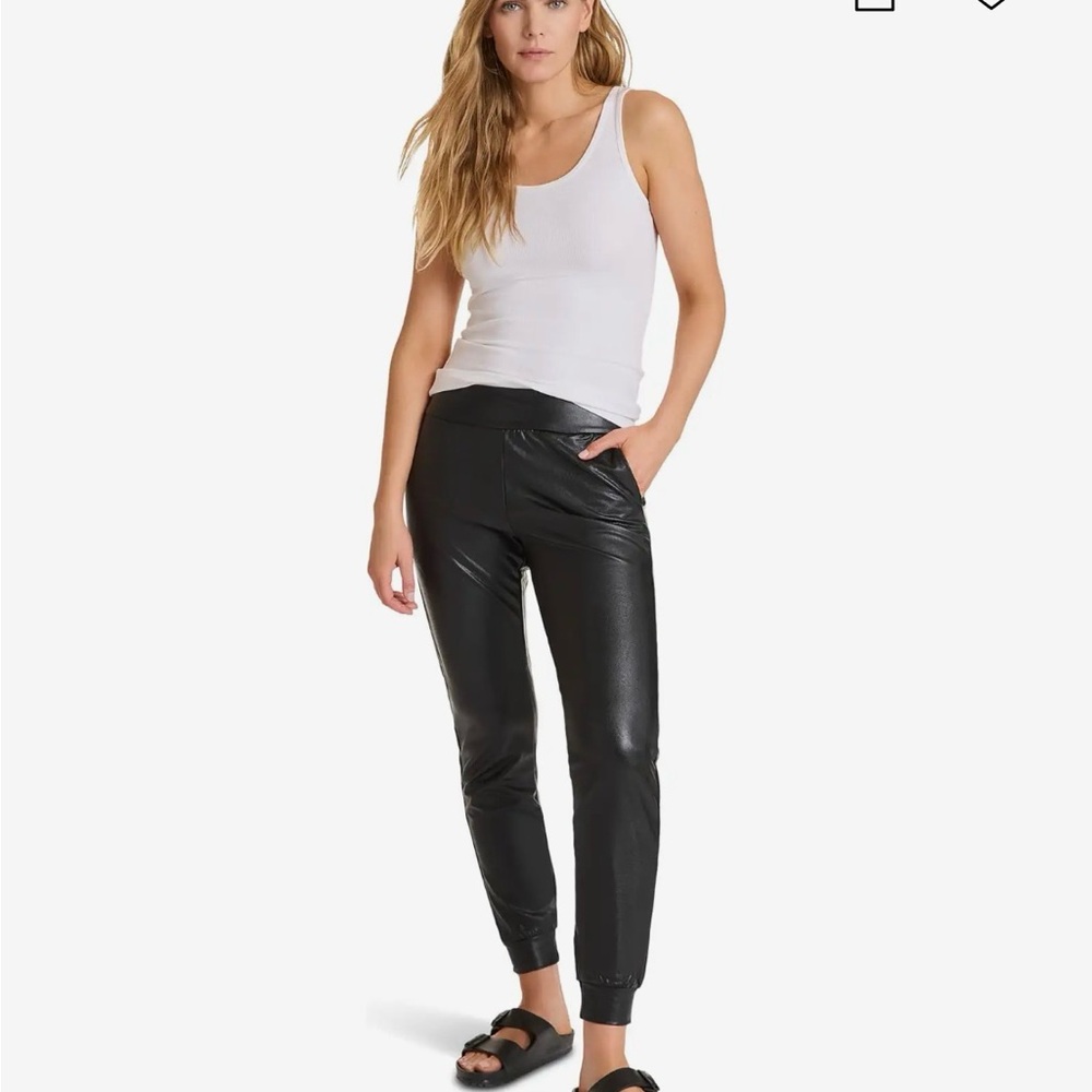 Commando Black Faux Leather Joggers